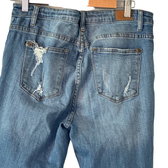 Judy Blue Girlfriend Fit Distressed Mid Rise Blue Jeans Womens size 9/29 - Picture 5 of 7